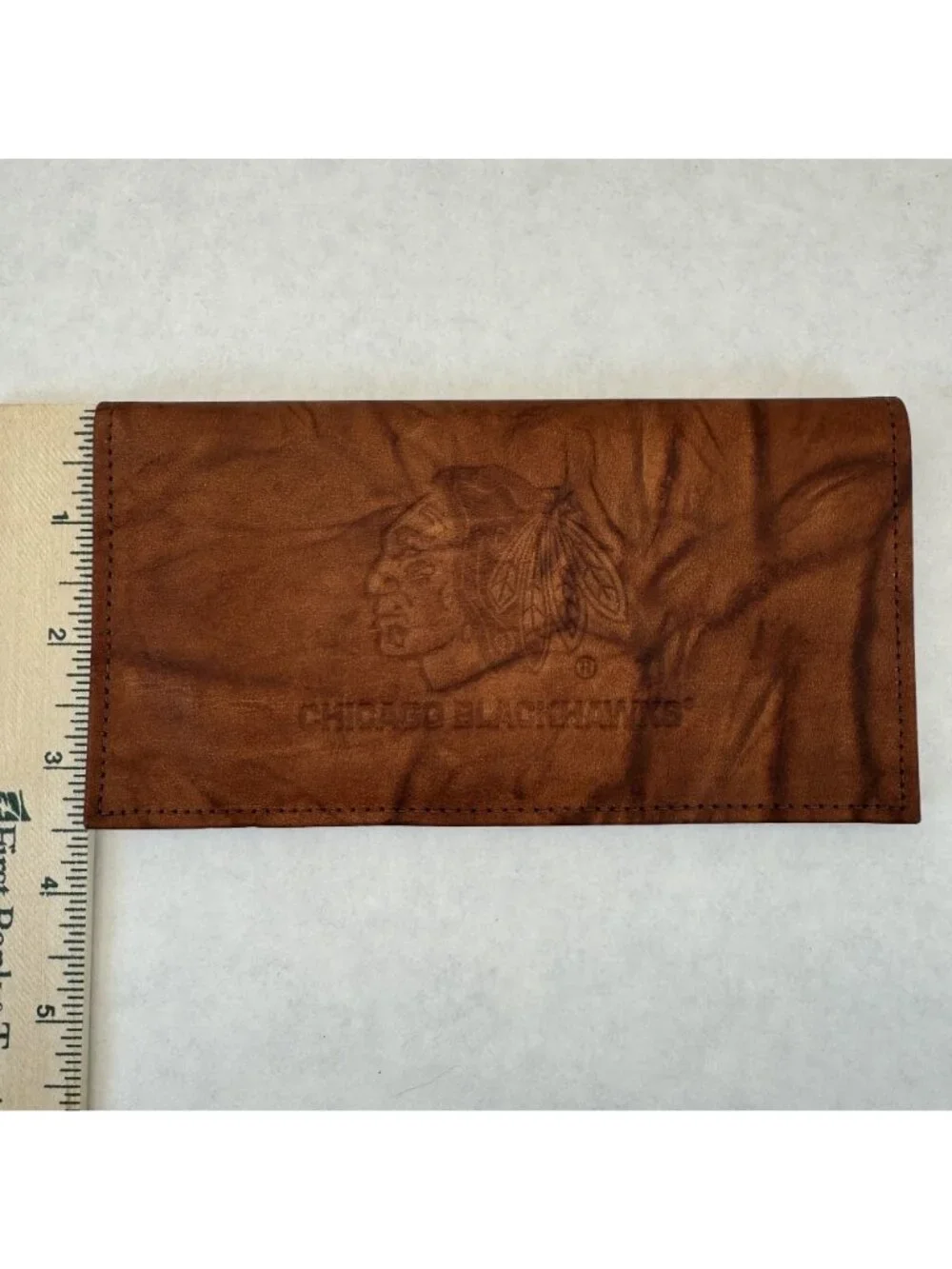 Chicago Blackhawks Genuine Leather Checkbook Cover Wallet NHL Embossed Rico NEW - Picture 10 of 11